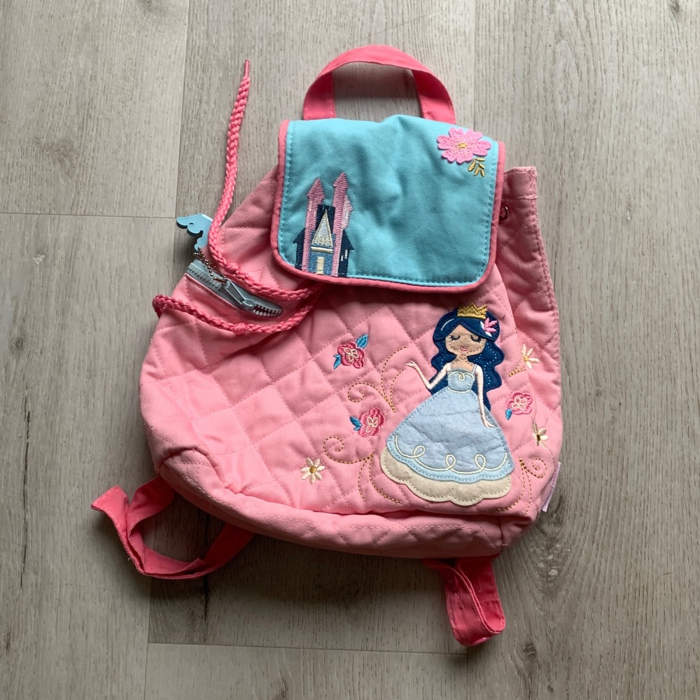 Stephen Joseph Kids Pink Quilted Princess Castle‎ Cotton Backpack Bag 1001GU1124